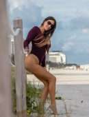 Claudia Romani in Swimsuit at the Beach in Miami