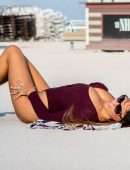 Claudia Romani in Swimsuit at the Beach in Miami