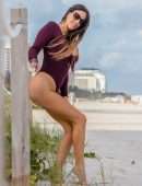 Claudia Romani in Swimsuit at the Beach in Miami