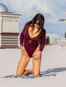 Claudia Romani in Swimsuit at the Beach in Miami