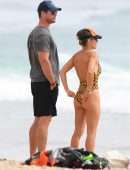 Elsa Pataky in Swimsuit With her Husband at Beach in Byron Bay, Australia