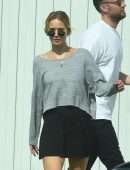 Jennifer Lawrence Leggy in Black Skirt, Out in Los Angeles