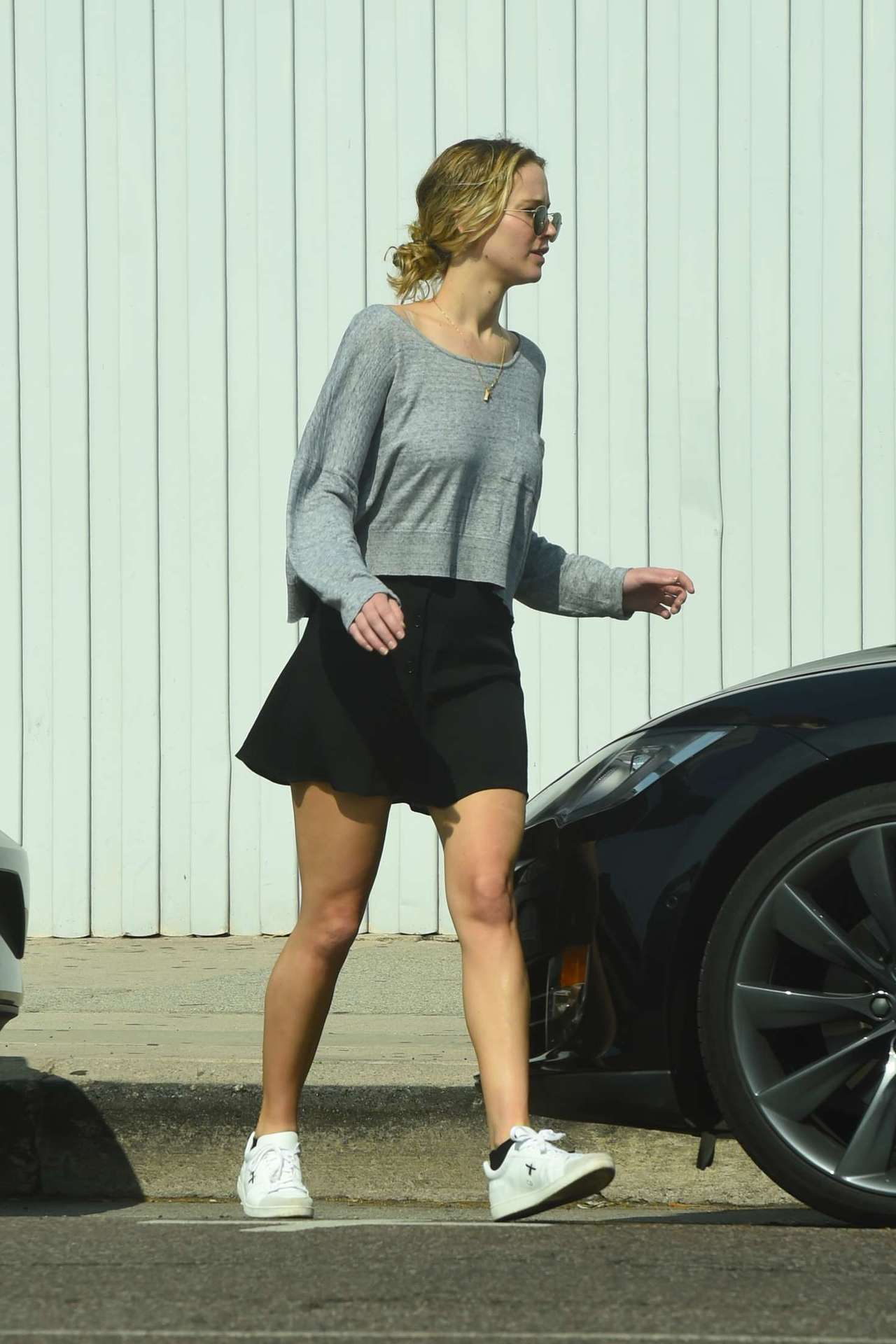 Jennifer Lawrence Leggy in Black Skirt, Out in Los Angeles