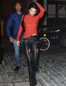 Kendall Jenner in See-Through Going to Bella Hadid's Birthday Party in NYC