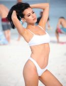 Lisa Opie in White Bikini at the Beach in Miami