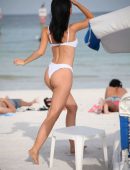 Lisa Opie in White Bikini at the Beach in Miami