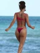 Metisha Schaefer Booty in Red Bikini on Miami Beach