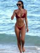 Metisha Schaefer Booty in Red Bikini on Miami Beach