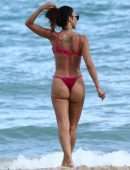 Metisha Schaefer Booty in Red Bikini on Miami Beach