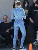 Miley Cyrus Filming on a Movie Set in Los Angeles