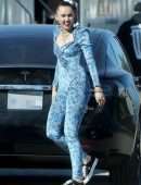 Miley Cyrus Filming on a Movie Set in Los Angeles