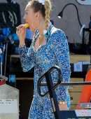 Miley Cyrus Filming on a Movie Set in Los Angeles