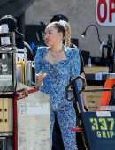 Miley Cyrus Filming on a Movie Set in Los Angeles