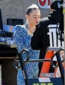 Miley Cyrus Filming on a Movie Set in Los Angeles
