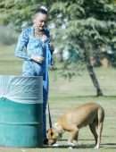 Miley Cyrus Filming on a Movie Set in Los Angeles