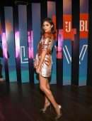 Olivia Culpo in Silver Dress Hosts JBL Fest 2018 in Las Vegas