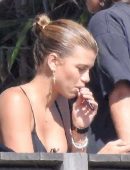 Sofia Richie in Black Swimsuit at a Pool Party in Malibu