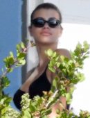 Sofia Richie in Black Swimsuit at a Pool Party in Malibu