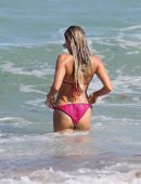 Sylvie Meis Booty in Pink Bikini at the Beach in Miami