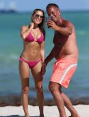 Sylvie Meis Booty in Pink Bikini at the Beach in Miami