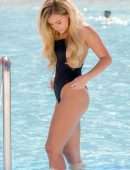 Zara McDermott and Ellie Brown in Bikini and Swimsuit at a Pool in Ibiza