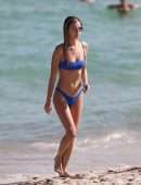 Danielle Knudson in Blue Bikini on the Beach in Miami