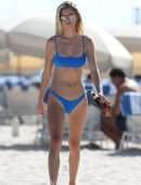Danielle Knudson in Blue Bikini on the Beach in Miami
