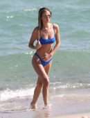 Danielle Knudson in Blue Bikini on the Beach in Miami