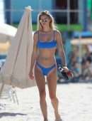Danielle Knudson in Blue Bikini on the Beach in Miami
