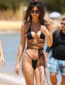 Emily Ratajkowski in Black Bikini on the Beach at Gold Coast