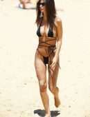 Emily Ratajkowski in Black Bikini on the Beach at Gold Coast