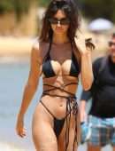 Emily Ratajkowski in Black Bikini on the Beach at Gold Coast