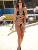 Emily Ratajkowski in Black Bikini on the Beach at Gold Coast