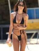 Emily Ratajkowski in Black Bikini on the Beach at Gold Coast