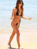 Emily Ratajkowski in Black Bikini on the Beach at Gold Coast