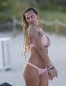Francesca Brambilla in Pink Bikini at Miami Beach