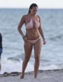 Francesca Brambilla in Pink Bikini at Miami Beach