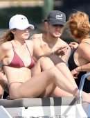 Gigi Hadid in Maroon Bikini on a Yacht in Miami