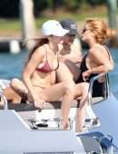 Gigi Hadid in Maroon Bikini on a Yacht in Miami