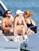 Gigi Hadid in Maroon Bikini on a Yacht in Miami