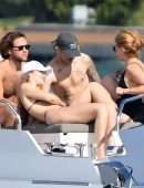 Gigi Hadid in Maroon Bikini on a Yacht in Miami
