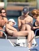 Gigi Hadid in Maroon Bikini on a Yacht in Miami