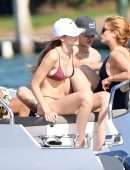 Gigi Hadid in Maroon Bikini on a Yacht in Miami