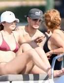 Gigi Hadid in Maroon Bikini on a Yacht in Miami