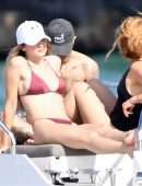 Gigi Hadid in Maroon Bikini on a Yacht in Miami
