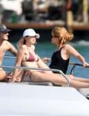 Gigi Hadid in Maroon Bikini on a Yacht in Miami