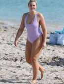 Iskra Lawrence in Swimsuit at Miami Beach Photoshoot for Aerie