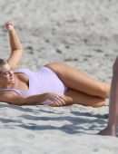 Iskra Lawrence in Swimsuit at Miami Beach Photoshoot for Aerie