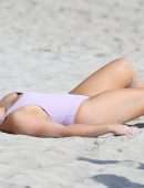 Iskra Lawrence in Swimsuit at Miami Beach Photoshoot for Aerie