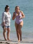 Iskra Lawrence in Swimsuit at Miami Beach Photoshoot for Aerie